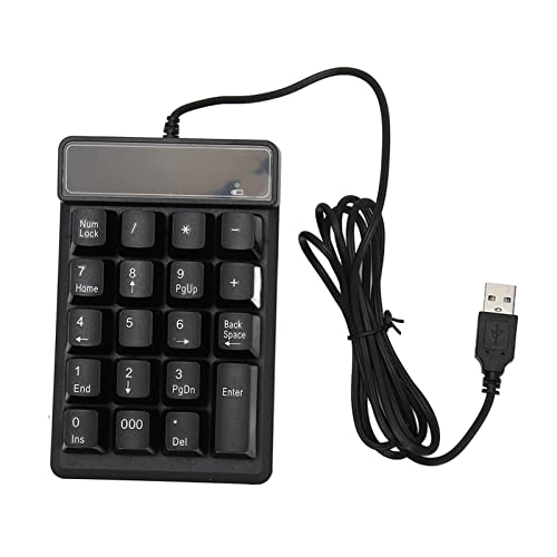 Wired Number Pad, Numeric Keypad with 19 U - Shaped Keys, Plug and Play USB Compact Black Keypad for Laptop PC Desktop, Compatible with 7/8/10/11