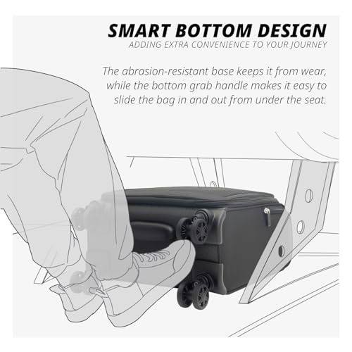 Verage Underseat Carry On Luggage with Wheels,14-Inch Compact Underseat | Personal Item Bag,Airline Approved, Laptop Compartment, USB Charging Port - color: Grey, size: 14-Inch Compact Underseat