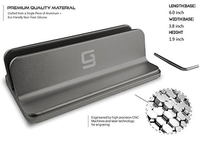 Vertical Laptop Stand for Desk [Adjustable] Sturdy Aluminum Dock Fits All Laptops (up to 20.3 inches) Space Saving, Modern Compact Holder, Compatible with MacBook Pro/Air, Surface, HP, Dell (Gray) - color: Gray
