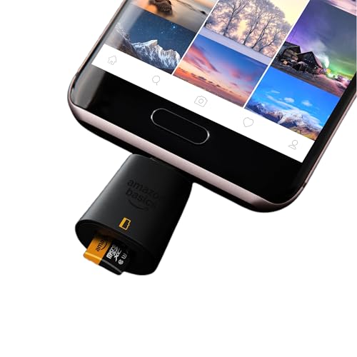Amazon Basics Micro SD Card Reader USB-C 3.0, High Speed Data Transfer up to 200MB/s, Compatible with Smartphones, Tablets, Laptops - size: USB-C