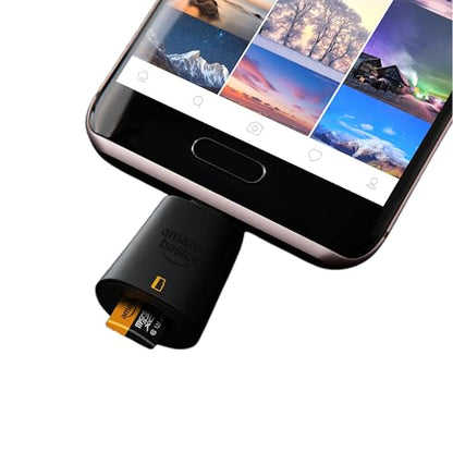 Amazon Basics Micro SD Card Reader USB-C 3.0, High Speed Data Transfer up to 200MB/s, Compatible with Smartphones, Tablets, Laptops - size: USB-C