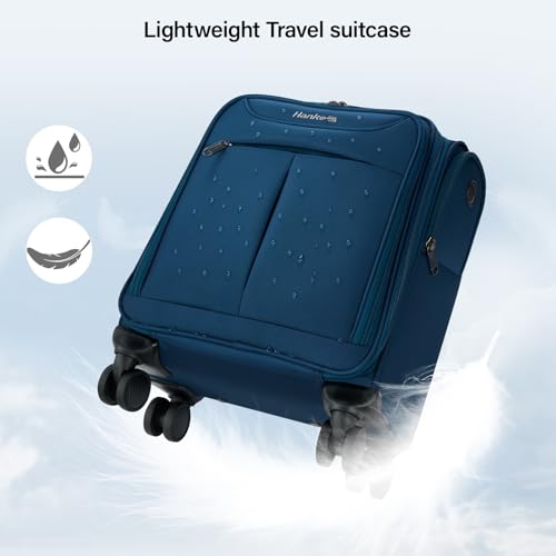 Hanke Underseat Carry On Luggage with Wheels, Lightweight Small Suitcase Airline Approved 16 Inch Softside Personal Item Travel Bag for Women Men, Compact Under Seat Luggage with Spinner Wheels.(Blue) - color: Blue