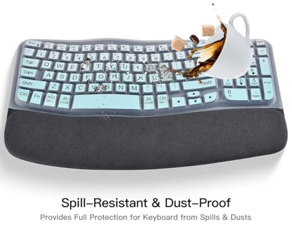 Large Print Keyboard Cover Skin for Logitech Wave Keys MK670 Combo Keyboard Skin, Logitech Wave Keys Wireless Ergonomic Keyboards Cover Protector Skins Accessories, Ombre Mint - color: Ombre Mint-Large