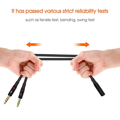 Maeline Headphone Adapter for Computer 3.5mm Female to 2 Dual 3.5mm Male Audio Splitter Cable Microphone Stereo Jack Earphones Port Cord Gaming Headset to PC Laptop Adapter (2 Pack) Black