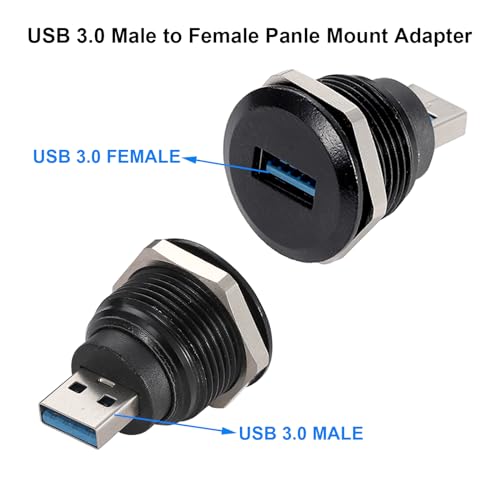 PENGLIN 2PCS USB 3.0 Connector, USB Male to Female Conversion Connector | 5Gbps High-speed Transfer,Bulkhead Pass-Through Design,Sturdy Zinc Alloy Shell,Universal USB Device Compatible - size: USB 3.0(2PCS)-Single port