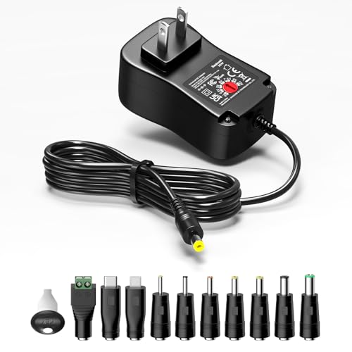 3V-12V 3A Universal AC Adapter Kit Multi-Volts Adjustable Power Supply 36W | DC 3V 4.5V 5V 6V 7.5V 9V 12V 3000mA 2A 1A Power Cord , Variable Power Adapter, for LED Strip Light CCTV Camera Speaker Router - size: 36W 3-12V