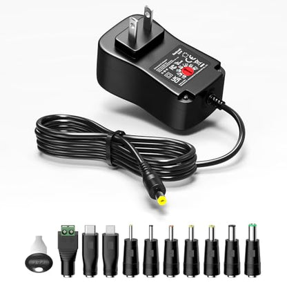 3V-12V 3A Universal AC Adapter Kit Multi-Volts Adjustable Power Supply 36W | DC 3V 4.5V 5V 6V 7.5V 9V 12V 3000mA 2A 1A Power Cord , Variable Power Adapter, for LED Strip Light CCTV Camera Speaker Router - size: 36W 3-12V