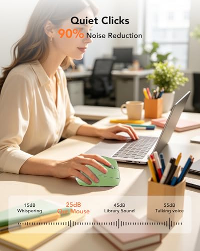 KYSONA Ergonomic Mouse Wireless, Bluetooth Vertical Mouse, 5-Level Adjustable DPI, 2.4G Silent Switch Mice for Windows, MacOS, IPadOS, Laptop, PC, Olive Green - color: Olive Green