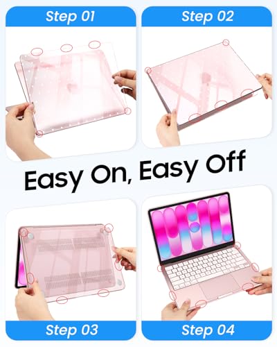 Fintie Case for MacBook Neo 13 Inch with Keyboard Skin & Screen Protector | 2026 A3404, Snap-On Design, Slim Fit, Hard Shell Cover, Blush Polka Dot - color: Blush Polka Dot
