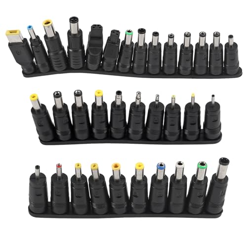 34Pcs Universal 5.5mm x 2.1mm DC AC Connector Power Adapter Tips Connector Power Socket Kits Compatible with Lenovo Thinkpad Laptop Charger Power Supply Convert Plug Set
