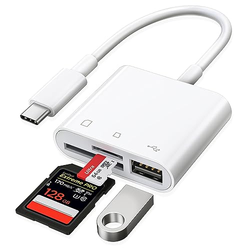 RayCue USB-C SD Card Reader - Type-C to SD/MicroSD Card Reader for iPhone 15/iPad/Mac/Laptop, iMac/iPad Pro/Air/Mini, MacBook Pro/Air, Galaxy - color: White