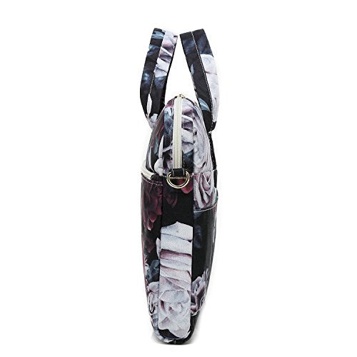 Red and White Rose Laptop Shoulder Messenger Bag Case With Rebound Bubble Protection for 15.6 inch-16 inch laptop - color: ‎red and White Rose(cushioned)