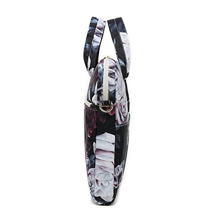 Red and White Rose Laptop Shoulder Messenger Bag Case With Rebound Bubble Protection for 15.6 inch-16 inch laptop - color: ‎red and White Rose(cushioned)