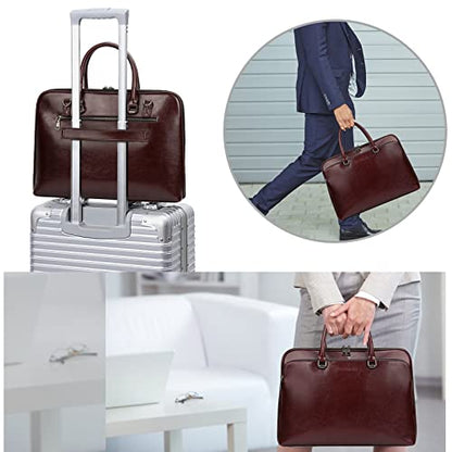 Blofinche Laptop Messenger shoulder bag: Genuine Leather work Briefcase 13.3 15.6 inch designer Satchel handbag - color: Coffee, size: 15.6 inch