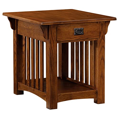 Leick Home Mission End Table, 22", Medium Oak - color: Medium Oak