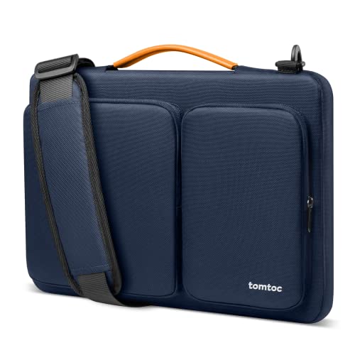 tomtoc 360 Protective Laptop Shoulder Bag for 13 Inch 2026 MacBook Air M5/A3449 M4/A3240, M3/A3113, 2024-2019, MacBook Neo A18 Pro, 13-in Surface Pro 11th AI/10, Water-Resistant Accessory Case - color: Dark Blue, size: 13 Inch for New MacBook Air & Pro