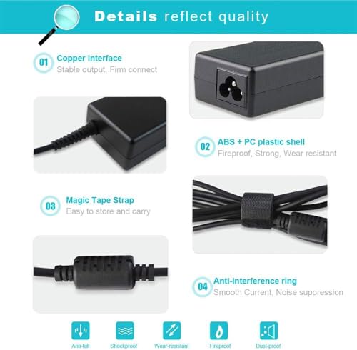 65W 45W AC Charger Fit for HP 17-cn4010nr, 17t-cn200, 17-cn4047nr, 17-cp3047nr, 17t-cn300, 17t-cn400, 17z-cp200, 17z-cp300 Laptop Power Supply Cord Adapter