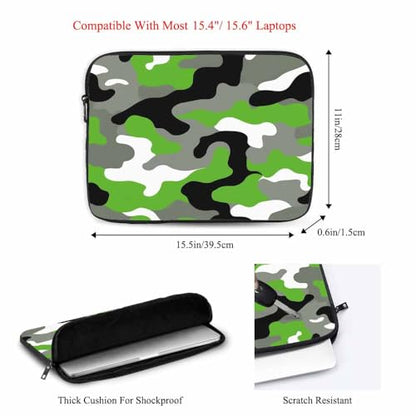 Laptop Sleeve Bag 15.4 15.6 Inch,Camouflage Skin Camo Green White Black Protective Polyester Computer Cases Laptop Cover Briefcase Bag Tablet Travel Cover - color: LPS-030
