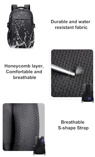 JiaYou Laptop Backpack for Men and Women 14 Inch Water Resistant Business Travel Daypack with USB Charging Port(Black,14 Liters) - color: Black