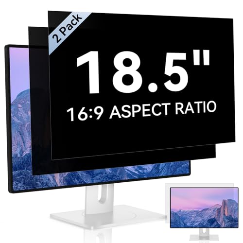 [2-Pack] 18.5 Inch Computer Privacy Screen for 16:9 Aspect Ratio Widescreen Monitor, Eye Protection Anti Glare Blue Light Computer Monitor Privacy Filter, Removable Anti-Scratch Screen Protector Film - size: 18.5" (16:9)