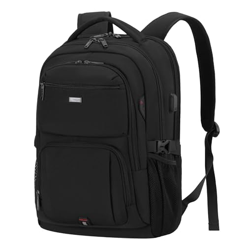 17 Inch Laptop Backpack for Travel Water Resistant College Backpack for Men Women Laptop Bag with USB Charging Port,Black - color: Black-e