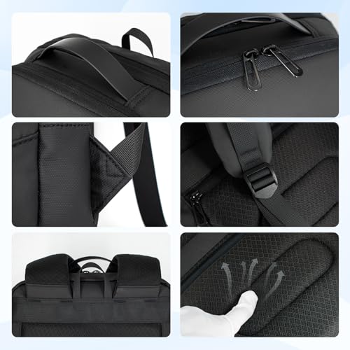Slim Laptop Backpack for Men, Business Backpack with Charging Port, Tech Backpack for 15.6 inch Laptop for Work (black semi-hard shell)