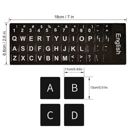 Replacement English Keyboard Letter Stickers, Universal English Keyboard Stickers with Black Background and White Lettering for PC Computer Laptop Desktop(3PCS,English)