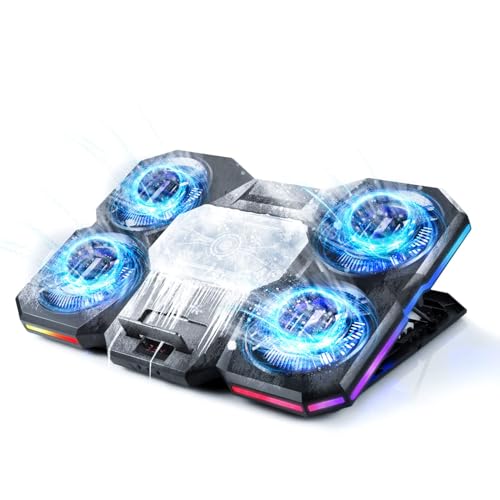 Laptop Cooling Pad with Thermoelectric Cooler and 4 Fans, Powerful Laptop Cooler, Independent Control, Multi-Gear Adjustment, RGB, 14-21 Inch Laptop Stand (Laptop Cooling Pad)