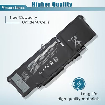 57Wh WW8N8 Laptop Battery Replacement for DELL Latitude 7340 7350 7440 7450 7640 7650 Series Notebook 66DWX 0CTJJ6 0HYH8 FH97R 3ICP6/65/78 11.4V 4878mAh - size: 10.43*3.19*0.24inch WW8N8
