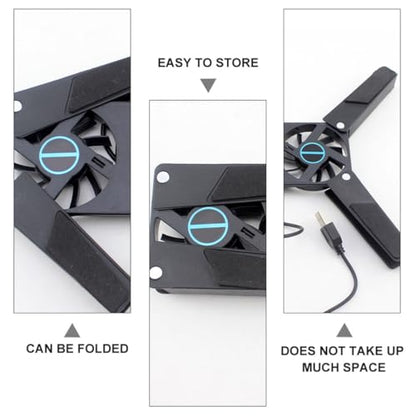 Happyyami 2Pcs USB Laptop Cooling Pad with Dual Fans Folding Ventilated Support for Laptops Slip Design Low Noise for Commuters and Travelers