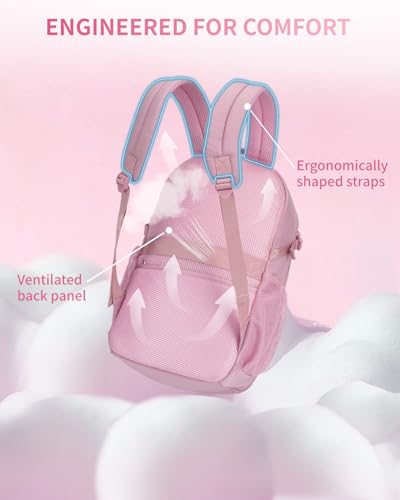 ECOHUB Travel Backpack for Women, 17.3 inch Suspended Laptop Backpack, Fashion Water-Resistant 28L Personal Item Bag with 12 Pockets for Causal, Work, Pink - color: Pink