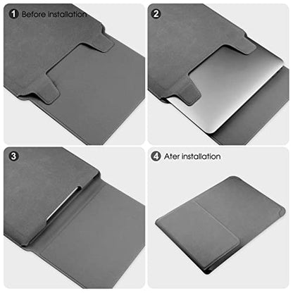 HoYiXi 14 Inch Laptop Sleeve Case Leather Bag with Stand Compatible with Mac Book Pro 14 2021/ASUS Vivobook 14/HP Pavilion X360/IdeaPad 14/Dell HP ASUS Acer Huawei Matebook 14'' PC, Gray - color: Gray, size: 13.5-14 in