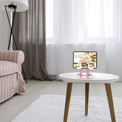 KABCON Tablet Stand,【Updated】 Adjustable Eye-Level Aluminum Solid Desktop Stand Holder,Compatible with iPad Series,Microsoft Surface Series,Samsung,Kindle Fire,Etc.Up to 15'' Tablets-Pink - color: Large-Pink