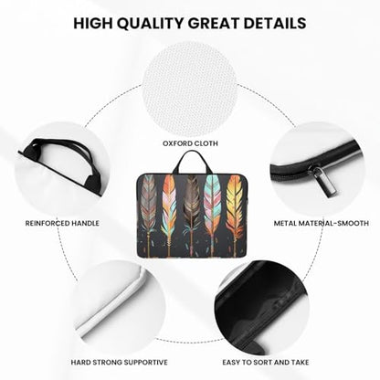 14 inch Laptop Sleeve with Handle Shockproof Laptop Bag Waterproof Computer Cover Bag Feather Arrows Briefcase