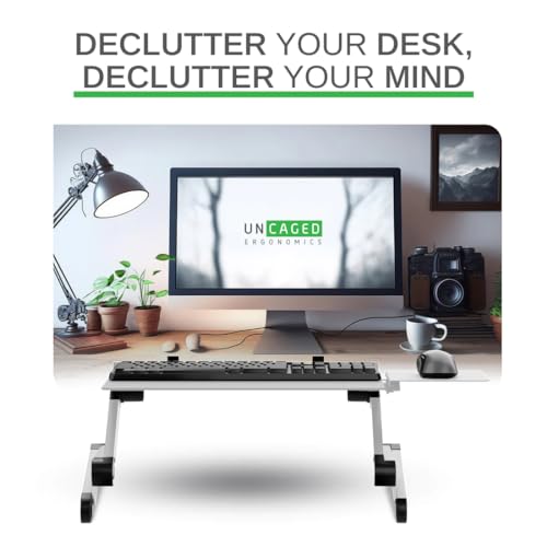 Uncaged Ergonomics Adjustable Keyboard Tray, Silver, Keyboard Tray, Ergonomic, Wrist Support, Portable, Universal, Aluminum - color: Silver