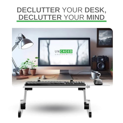 Uncaged Ergonomics Adjustable Keyboard Tray, Silver, Keyboard Tray, Ergonomic, Wrist Support, Portable, Universal, Aluminum - color: Silver