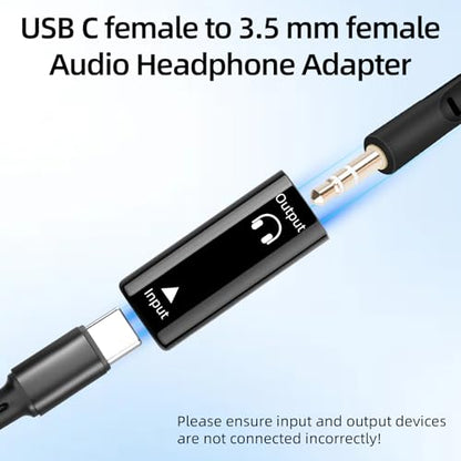GELRHONR USB C to 3.5mm Audio Adapter, Type C Female to 1/8 "TRRS Female Headphone Jack Adapter,16Bit/48Khz High Fidelity Audio Converter for Headsets, Laptop, Phone 2Pack (USB C F to 3.5mm F) - style: USB C F to 3.5mm F
