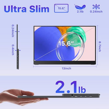 VisionOwl Portable Monitor for Laptop, IPS USB-C HDMI Travel Second Monitor for MacBook Pro Air, PC, PS5, Xbox, Portable Second Screen, Built-in Kickstand, Speakers, VESA Mountable, 15.6 - size: 15.6