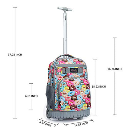 Tilami Rolling Backpack 19 inch with Lunch Bag Wheeled Laptop Backpack, Doughnut - color: Doughnut