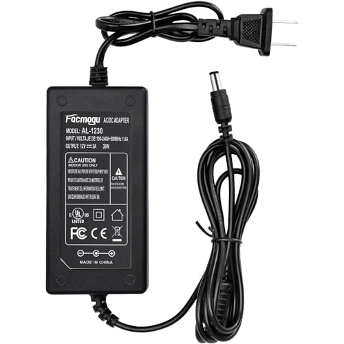 Facmogu DC 12V 3A Power Adapter, 100-240V AC to DC 12V 3A 36W Power Suppy with Barrel Connector 5.5x2.5mm & 5.5x2.1mm, 12 Volt 3 Amp Desktop Adpater 12V Switching Transformer AC/DC Power Converter - size: 12V 3A (2 Prong Plug)