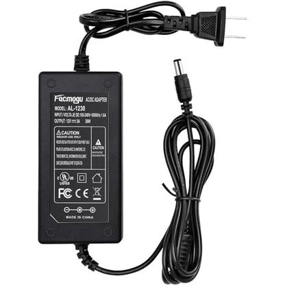 Facmogu DC 12V 3A Power Adapter, 100-240V AC to DC 12V 3A 36W Power Suppy with Barrel Connector 5.5x2.5mm & 5.5x2.1mm, 12 Volt 3 Amp Desktop Adpater 12V Switching Transformer AC/DC Power Converter - size: 12V 3A (2 Prong Plug)