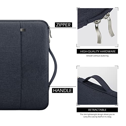 15.6 Inch Laptop Sleeve Case Water-Resistant Protection Cover with Front Pocket Retractable Handle Computer Bag for 15.6 Inch Notebook Chromebook, Navy Blue - color: Navy Blue, size: 15.6"