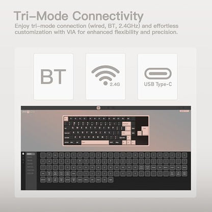 KEEBMONKEY WOBKEY Rainy 75 CNC Aluminum HMX/JWK/Cocoa Switches Triple-Mode Connectivity Mechanical Keyboard with Superior Acoustics, RGB/FR4/Silver SUS304/7000mAh/Cocoa Switch (Pro - Luna) - style: Pro - Luna