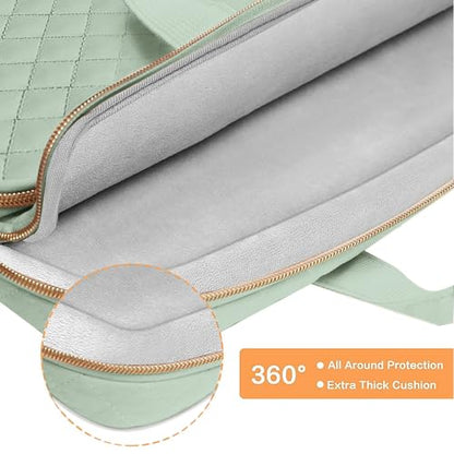 MOSISO 360 Protective Laptop Case 16 inch,15-15.6 inch Laptop Sleeve | Compatible with MacBook Pro 16 M5 M4 M3 M2 M1 HP Acer Dell Lenovo,Square Quilted Bag with 2 Pockets&Handle&Belt, Sage Green - color: Sage Green, size: 16 inch