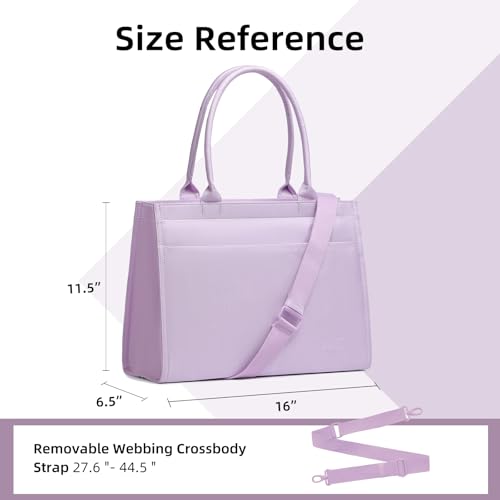 Laptop Tote Bag for Women, Large Canvas Totes with Zipper and Key Fob, Work School Bag Travel Bag Teacher Nurse Purse - color: Lavender