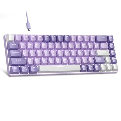 MageGee Portable 60% Mechanical Gaming Keyboard, MK-Box LED White Backlit Compact 68 Keys Mini Wired Office Keyboard with Red Switch for Windows Laptop PC Mac - Violets - color: Violet/Red Switch