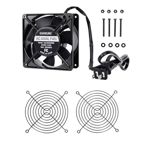120mm x 38mm Cooling Fan 110V 120V Dual Ball Bearing High CFM 3000RPM with AC Plug and Aluminium Alloy Frame - style: AC12038-N