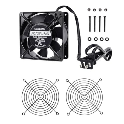 120mm x 38mm Cooling Fan 110V 120V Dual Ball Bearing High CFM 3000RPM with AC Plug and Aluminium Alloy Frame - style: AC12038-N
