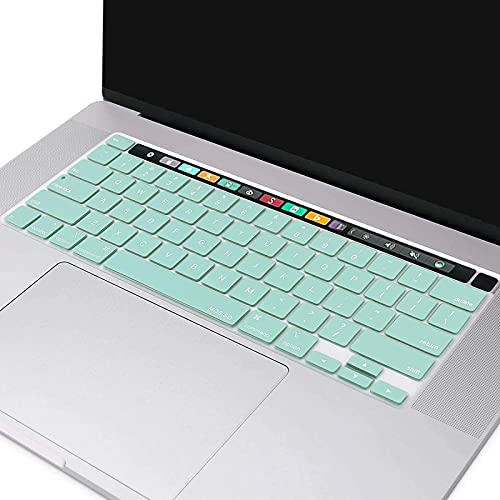 MOSISO Keyboard Cover Compatible with MacBook Pro 13 inch M2 2023, 2022, 2021 2020 M1 A2338 A2289 A2251&Compatible with MacBook Pro 16 2020 2019 A2141 Touch ID,Protective Silicone Skin, Mint Green - color: Mint Green