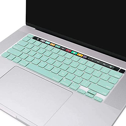 MOSISO Keyboard Cover Compatible with MacBook Pro 13 inch M2 2023, 2022, 2021 2020 M1 A2338 A2289 A2251&Compatible with MacBook Pro 16 2020 2019 A2141 Touch ID,Protective Silicone Skin, Mint Green - color: Mint Green
